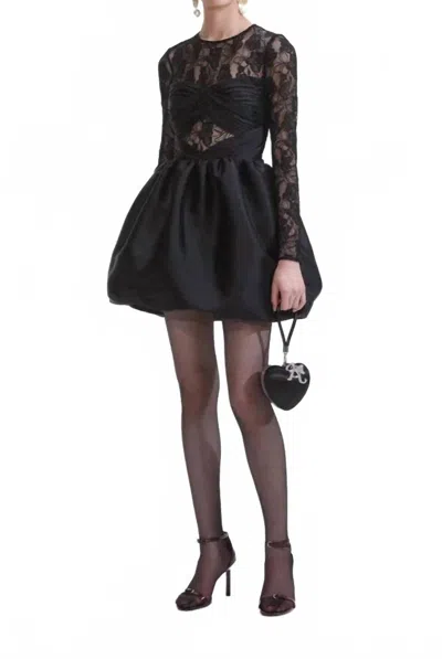 SELF-PORTRAIT WOMEN'S TAFFETA LACE MINI DRESS IN BLACK