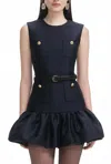 Self-portrait Taffeta Mini Dress With Puffed Skirt In Blue