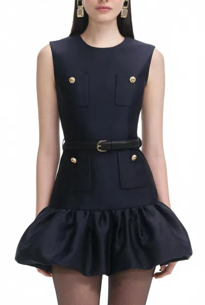 SELF-PORTRAIT WOMEN'S TAFFETA MINI DRESS IN NAVY