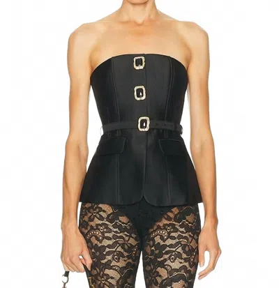 Self-portrait Women's Taffeta With Belt Bandeau Top In Black