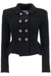 Self-portrait Black Textured Knit Jacket In Black