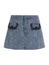 Self-portrait Light Blue Mini Skirt With Patch Pockets In Blue