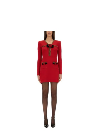 SELF-PORTRAIT WOMEN'S TEXTURED KNIT MINI DRESS | SIZE SMALL | RS25972SR COLOR RED