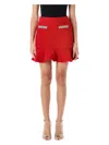 Self-portrait Womens Textured Two-buttoned-pockets Knitted Mini Skirt In Red