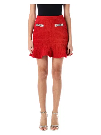 Self-portrait Women's Textured Knit Mini Skirt | Size Medium | 25prs25918sk Color Red