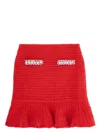 Self-portrait Women's Textured Knit Skirt | Size Medium | Rs25918skr Color Red