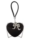 Self-portrait Top Handle Heart Clutch - Silk - Black
