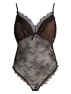Self-portrait Lace Floral Tops Adjustable Straps In Black
