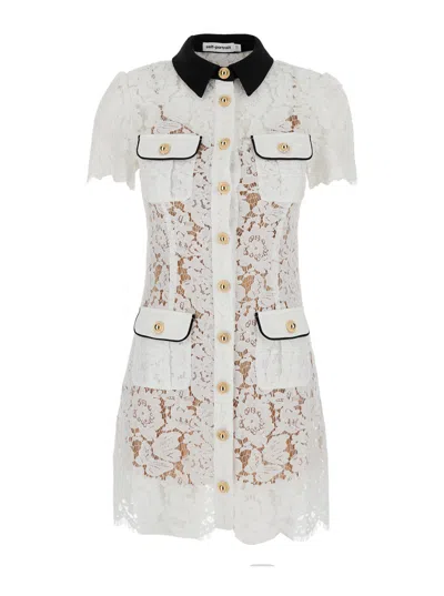 Self-portrait Women White Lace Contrast Collar Mini Dress