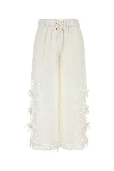 Self-portrait Self Portrait Women White Linen Blend Pant