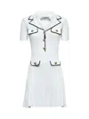 Self-portrait White Mini Dress With Notched Collar And Contrasting Trim In Viscose Blend Stretch Woman In White