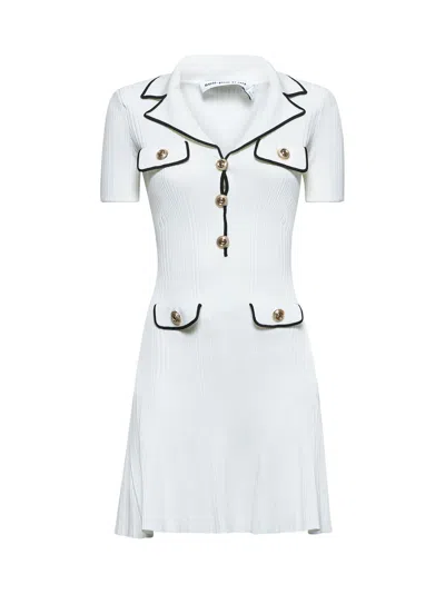 SELF-PORTRAIT SELF PORTRAIT WOMEN WHITE RIB KNIT MINI DRESS