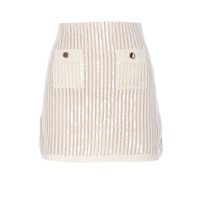SELF-PORTRAIT SELF PORTRAIT WOMEN WHITE SEQUIN CROCHET MINI SKIRT