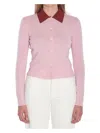 Self-portrait Self Portrait Women Wool Cardigan With Contrasting Collar In Pink