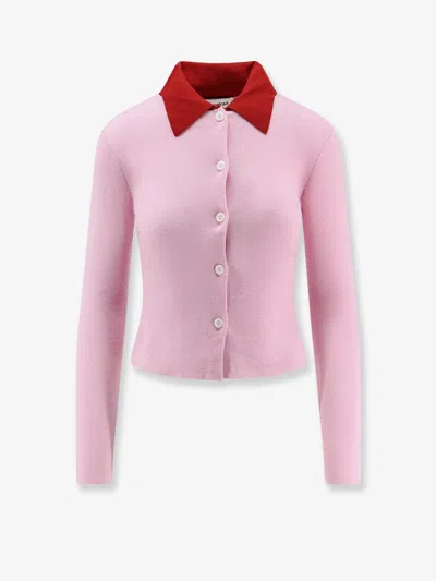 Self-portrait Self Portrait Women Wool Cardigan With Contrasting Collar In Pink