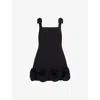 Self-portrait Womens Black 3d Flower Crepe Mini Dress In Black