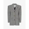 Self-portrait Womens Black And White Check-print Peak-lapels Stretch-woven Blazer