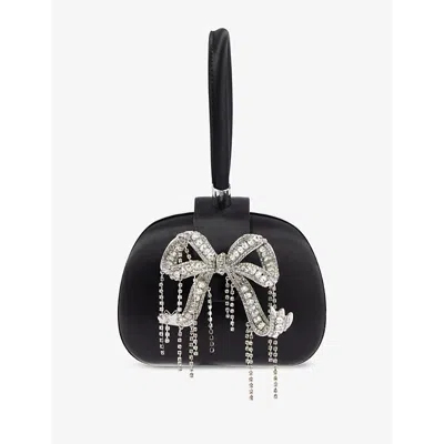 Self-portrait Womens Self Portrait Bow-plaque Satin Clutch Bag In Black
