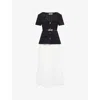 Self-portrait Embellished Belted Crepe And Pleated Chiffon Midi Dress In Black