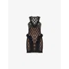 Self-portrait X Christopher Kane Embellished Lace Minidress In Black
