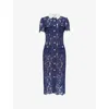 Self-portrait Self Portrait Women Lace Contrast Collar Midi Dress In Blue