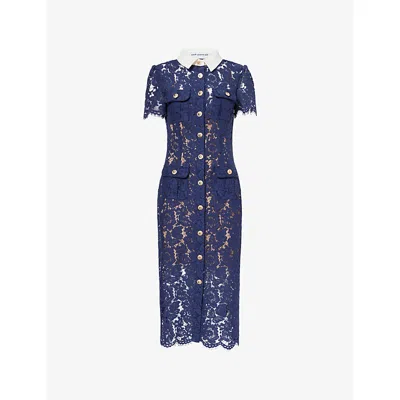 SELF-PORTRAIT WOMENS SELF-PORTRAIT EMBELLISHED SEMI-SHEER LACE MIDI DRESS