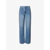 Self-portrait Womens Self Portrait Rhinestone Straight-leg Denim Jeans In Blue