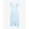 Self-portrait Womens  X Disney Floral-lace Woven Midi Dress Blue In Blue
