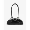 Self-portrait Black Leather Curved Shoulder Bag In Black
