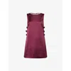 Self-portrait Womens Burgandy Crystal-chain Cut-out Satin Mini Dress In Burgundy