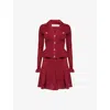 Self-portrait Self Portrait Women Burgundy Pointelle Knit Long-sleeved Mini Dress In Red