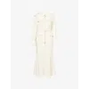 Self-portrait Womens Cream Belted Detachable-skirt Woven Midi Dress