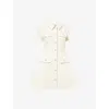 Self-portrait Structured Beige Dress With Classic Collar And Flap Pockets