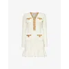 Self-portrait Cream Knit Lurex Trim Mini Dress In Cream