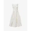 Self-portrait Womens Self Portrait Polka Dot V-neck Cotton-poplin Midi Dress In White