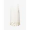 Self-portrait Womens Cream Sequin Floral-appliqué Woven Bridal Mini Dress In Cream