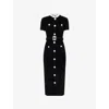 Self-portrait Womens Black Crystal-embellished Lace-trim Chenille-knit Midi Dress In Black