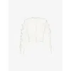 Self-portrait Womens Cut-out Lace-trim Knitted Cardigan White In White