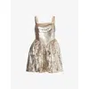 Self-portrait Womens  X Disney Sequin Woven Mini Dress Gold In Neutral