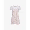 Self-portrait Floral Lace Mini Dress In Lilac