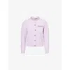 Self-portrait Womens Round-neck Crystal-embellished Knit Cardigan Lilac
