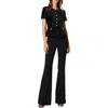 Self-portrait Womens Metallic Polyester Jumpsuit In Black