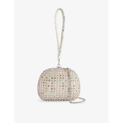 Self-portrait Womens Multi Crystal Satin Hard-shell Clutch Bag