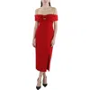 Self-portrait Bow Midi Dress In Red