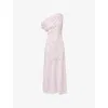 Self-portrait Womens Self Portrait Rhinestone One-shoulder Stretch-woven Midi Dress In Pink