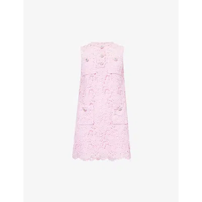 Self-portrait Sleeveless Floral-lace Woven Mini Dress In Pink