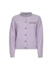 Self-portrait Lilac Crystal Trim Knit Cardigan