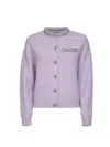 Self-portrait Lilac Crystal Trim Knit Cardigan