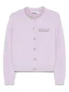 Self-portrait Lilac Crystal Trim Knit Cardigan