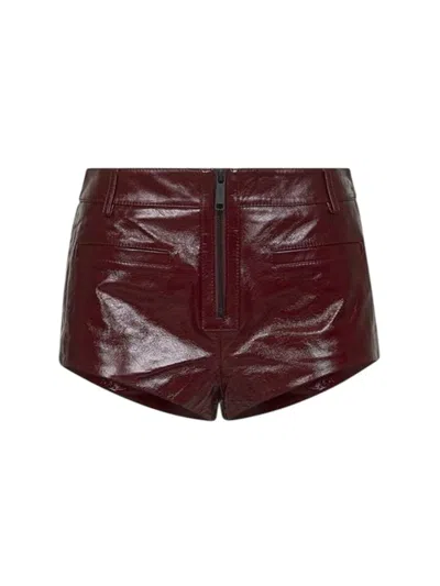 SELF-PORTRAIT SELF-PORTRAIT WOMEN`S RED ZIPPER LEATHER SHORTS